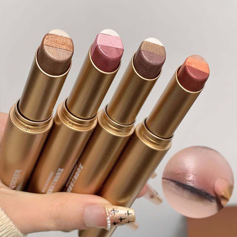 Bastão De Sombra De Três Cores , flash Fino Fosco Misto , Forma Facilmente A Maquiagem Perfeita Para Os Olhos