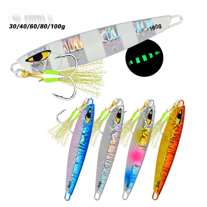 Isca Artificial de Metal para Pesca, 30g 40g 60g 80g 100g, Isca Dura de Afundamento Lento, Jigging, Isca Artificial Bril