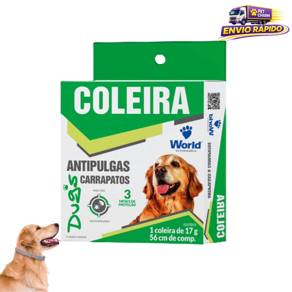 Coleira Antipulgas Anticarrapartos Dug’s World 17g 56cm para Cães