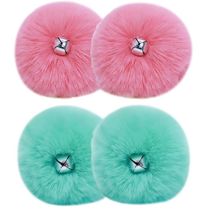 4 Peças de Pompons Grandes para Patins, Pompons Felpudos para Amarrar, Acessórios para Cadarços de Patins com Sinos