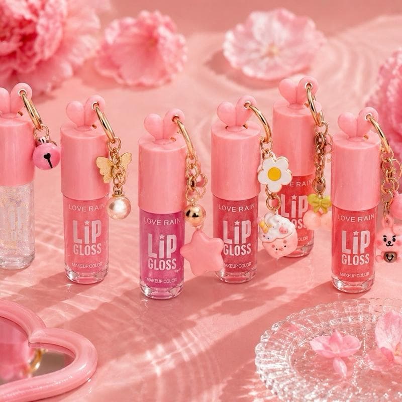 Gloss Chaveiro Cute Love Rain Hidratante Labial Brilho Fashion Fofo