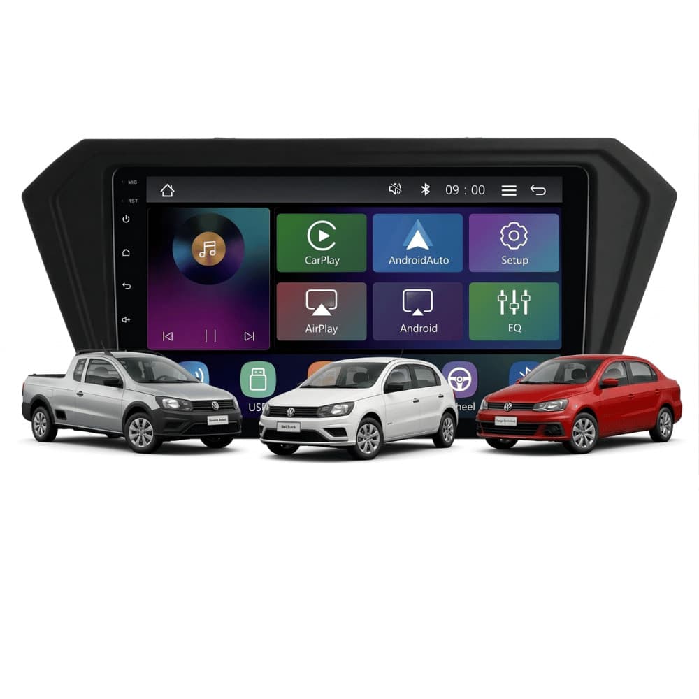 Central Multimídia MP5 Gol Voyage Saveiro G7 Sem Radio Tela 9p Carplay e Android Auto Sem Fio