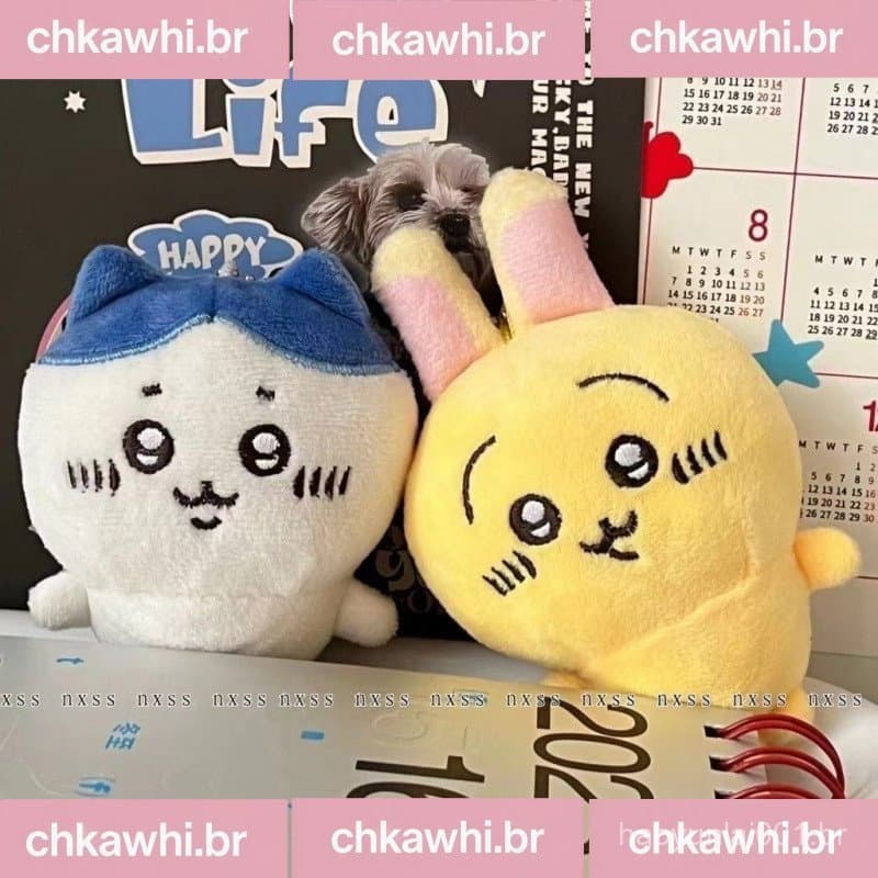 10cm Bonito Chiikawa Auto-Depreparado Urso Brinquedo De Pelúcia Chaveiro Dos Desenhos Animados Hachiware Usagi Saco Ping