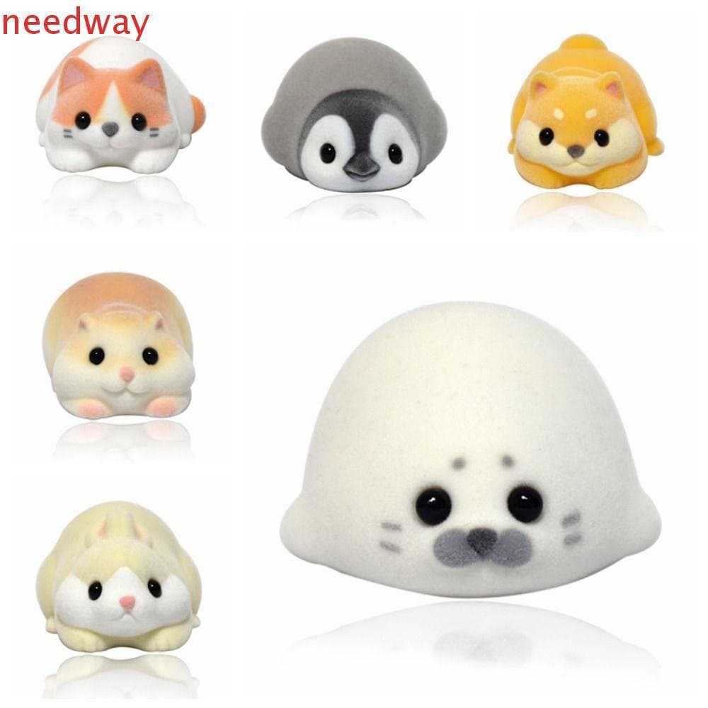 NEEDWAYB Brinquedo Modelo De Hamster , Ornamentos De Animais Flocados Gordinhos De Coelho De Gato , Mini Boneca De Selo
