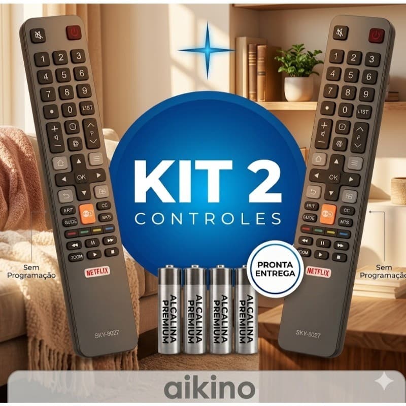 Kit Controle Remoto Compatível Com Tv Tcl Smart Rc802n Netflix