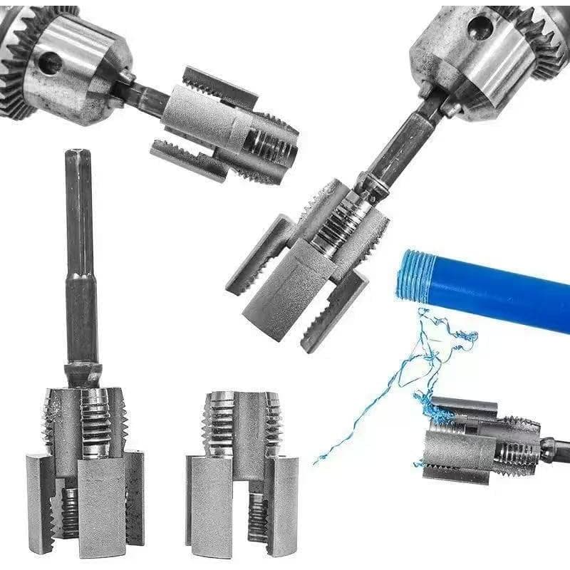 2 peças de Ferramenta Integrada para Rosqueamento Interno e Externo de Tubos, 1/2'' e 3/4'', Compatível com Furadeira El