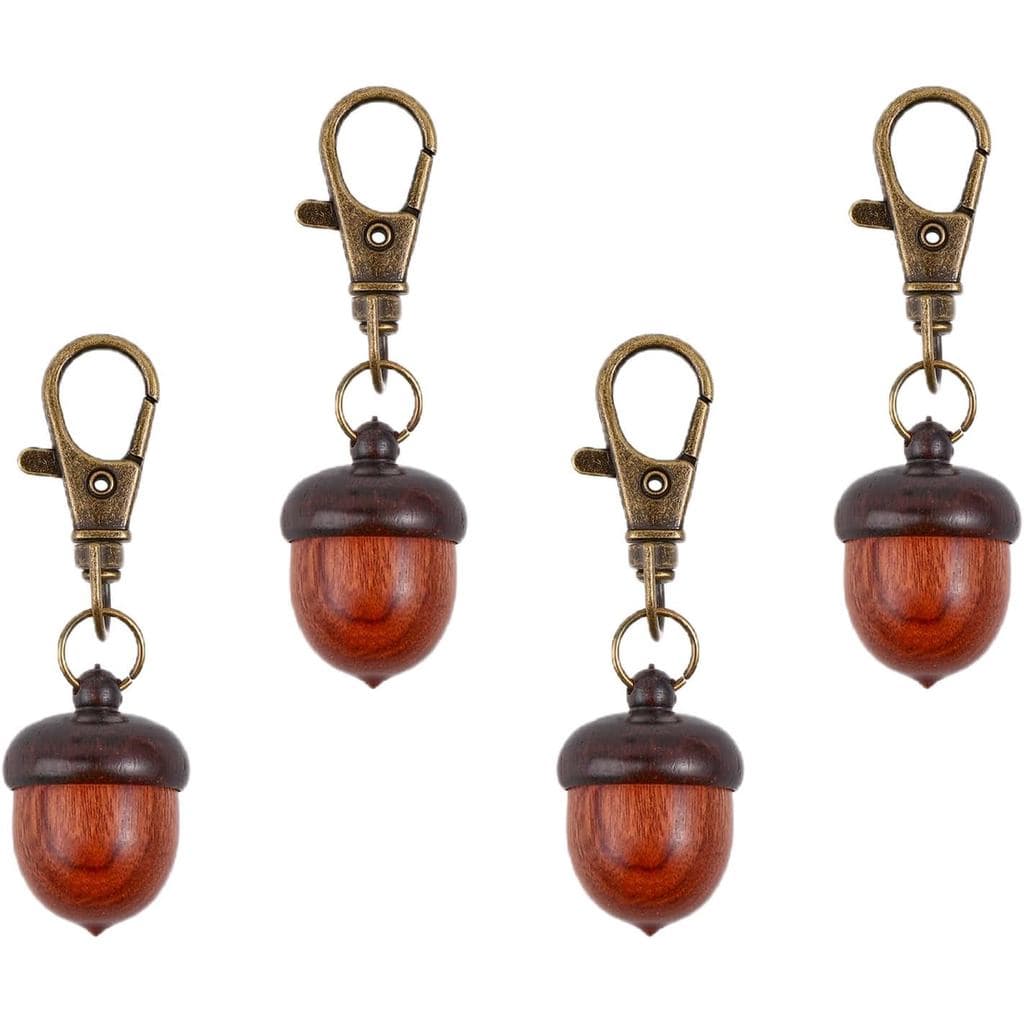 CHGCRAFT 4 Peças de Chaveiros de Madeira em Forma de Bolota com Fechos Giratórios de Liga de Zinco para DIY, Chaveiros,