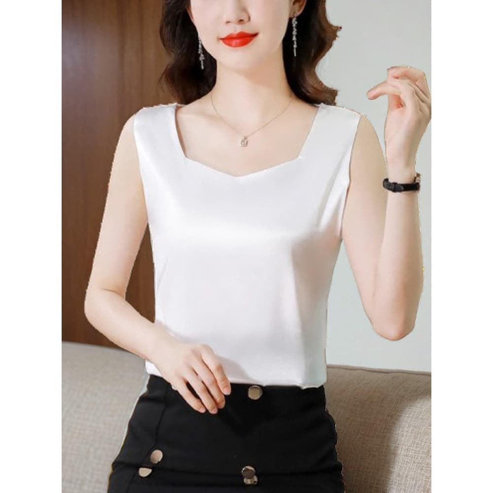 Primavera verão novo estilo renda com decote em V acetato seda gelo pequena camisola feminina exterior terno interior se
