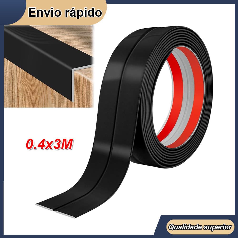 Fita Protetora de Quina em PVC Preto 0.4x3metros Protetor Anti-Impacto para Bordascantos e quinas de Móveis