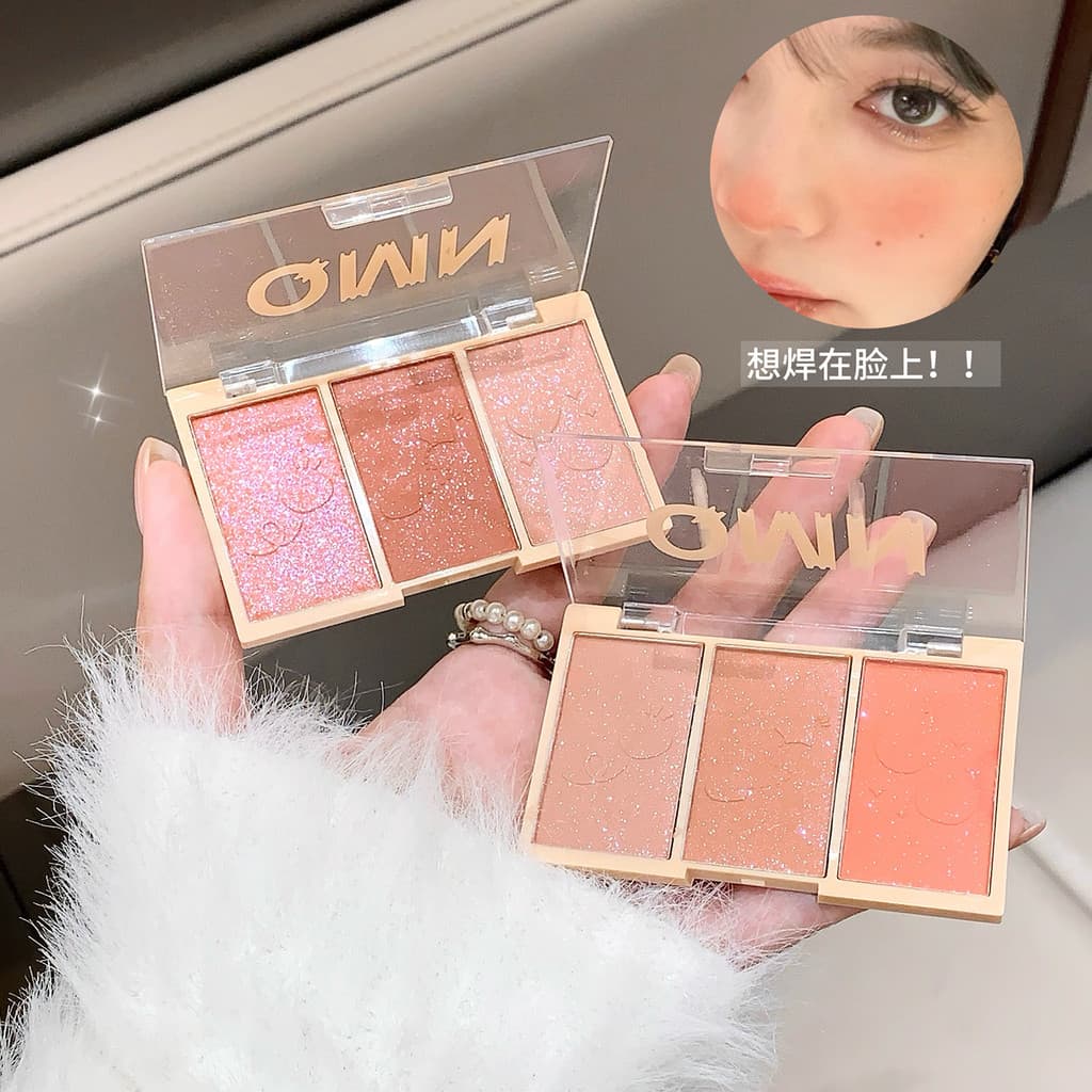 QMN Strolling Galaxy 3 Cores Blush Palette Natural Nude Maquiagem Leite Chá Cor Laranja Rouge À Prova D 'Água Sweatproof