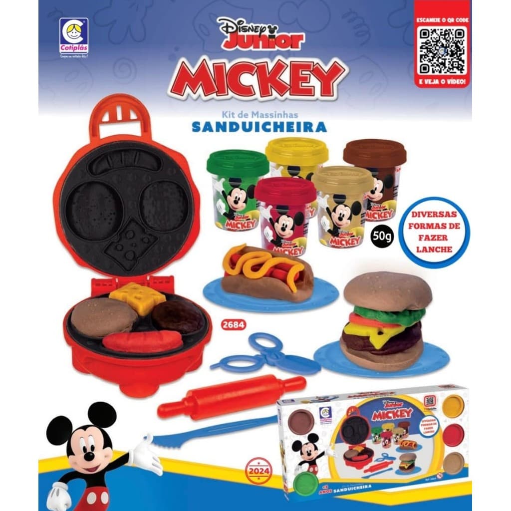 Kit Massinha Sanduicheira do Mickey Disney , Brinquedo Cotiplas Educativo
