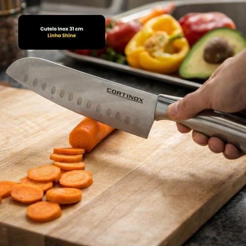 Cutelo Inox 31cm Lamina Afiada Design Robusto Linha Shine Corte Profissional Domestico Churrasco