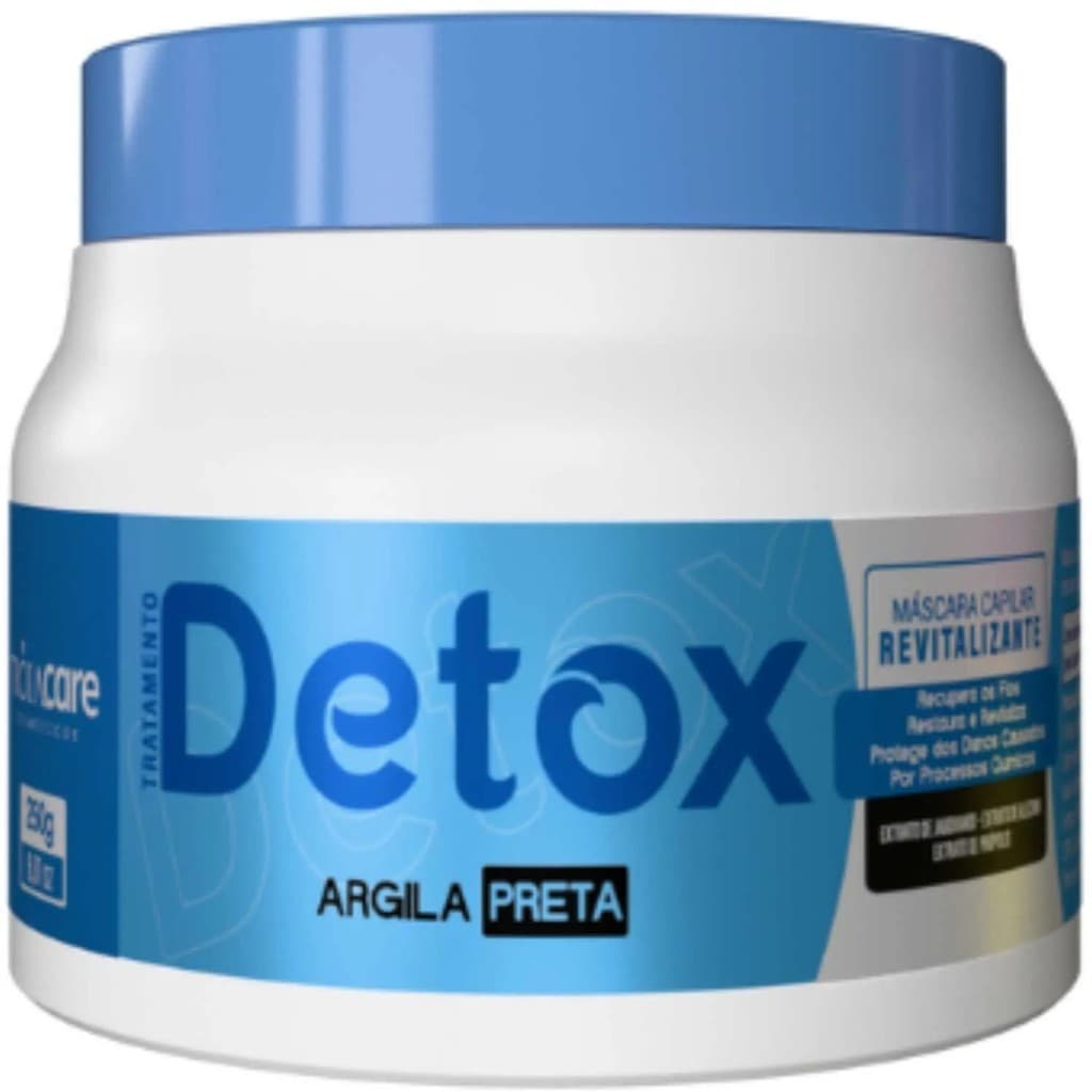 Máscara cabelo Argila Preta Detox Troia Care 250g Controle de Oleosidade e Purificação Capilar Profunda