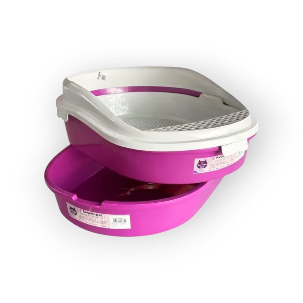 Bandeja Higiênica Gato Furba Elegance Rosa com Peneira Autolimpante Caixa de Areia Grande Anti Areia Fácil Limpeza
