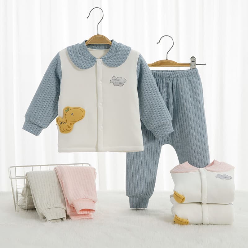 Bebê quente terno outono inverno acolchoado fino algodão Folio roupas dos desenhos animados de manga comprida bebê Close