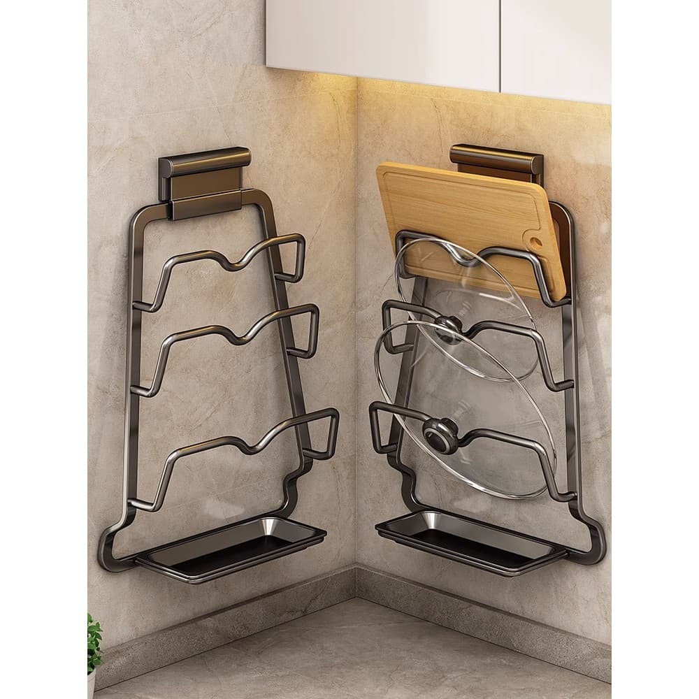 Rack para tampa de panela Tábua de corte Rack de colocação sem perfuração Tábua de cortar cozinha montada na parede Tábu