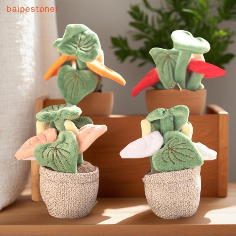 [baipestoner] 1 Peça Chaveiro De Bonecas Super Macias Em Vasos Artificiais Plantas Verdes Brinquedos De Pelúcia Pingente