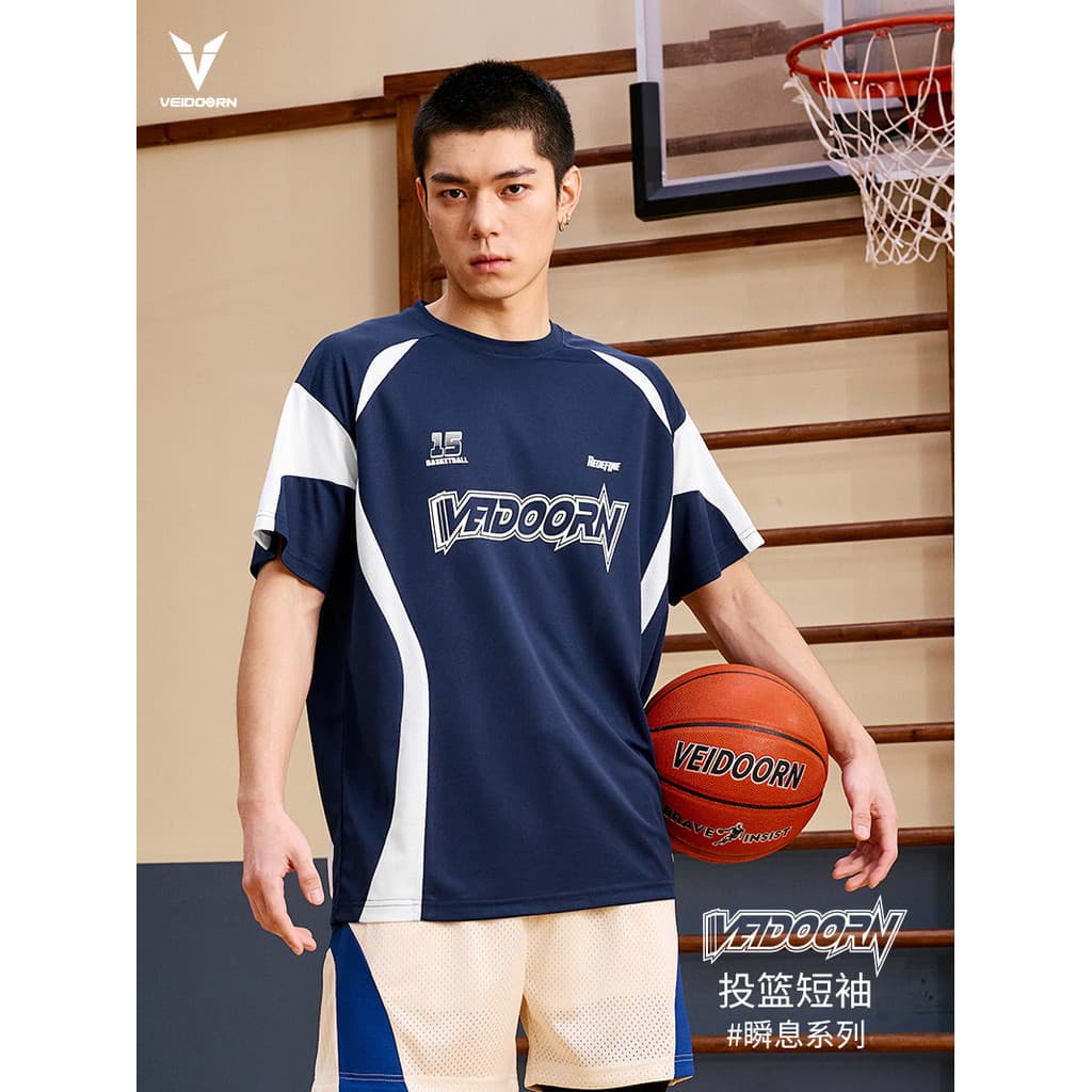 Victor terno de tiro instantâneo de manga curta camiseta masculina terno de treinamento de basquete americano esportes c