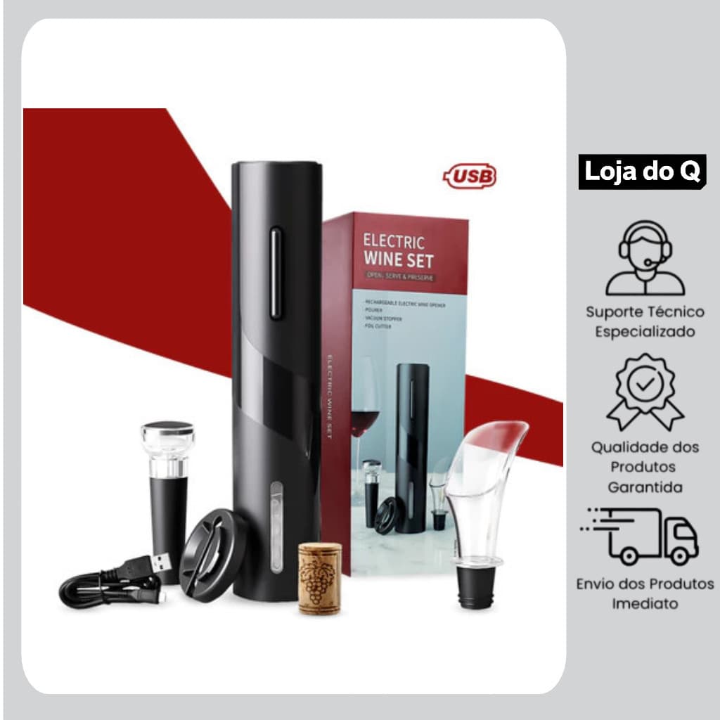 Abridor de garrafas de vinho automático USB recarregável/abridor de garrafas em espiral