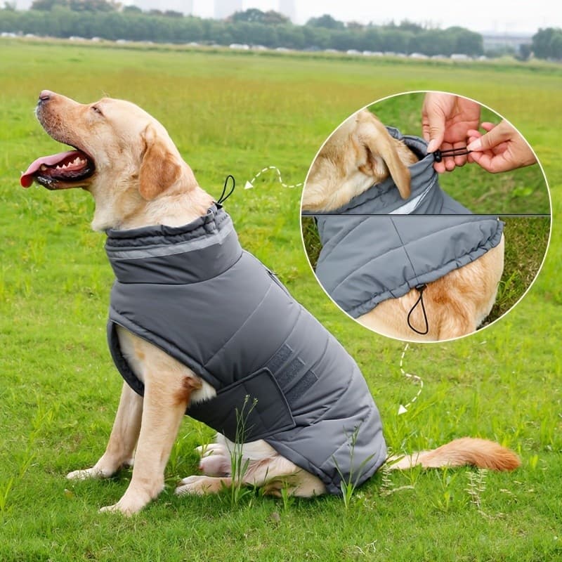 Colete para Cães com Arnês e Zíper Integrado, Casacos para Clima Frio, Casacos de Neve para Cães Pequenos e Grandes CUVV