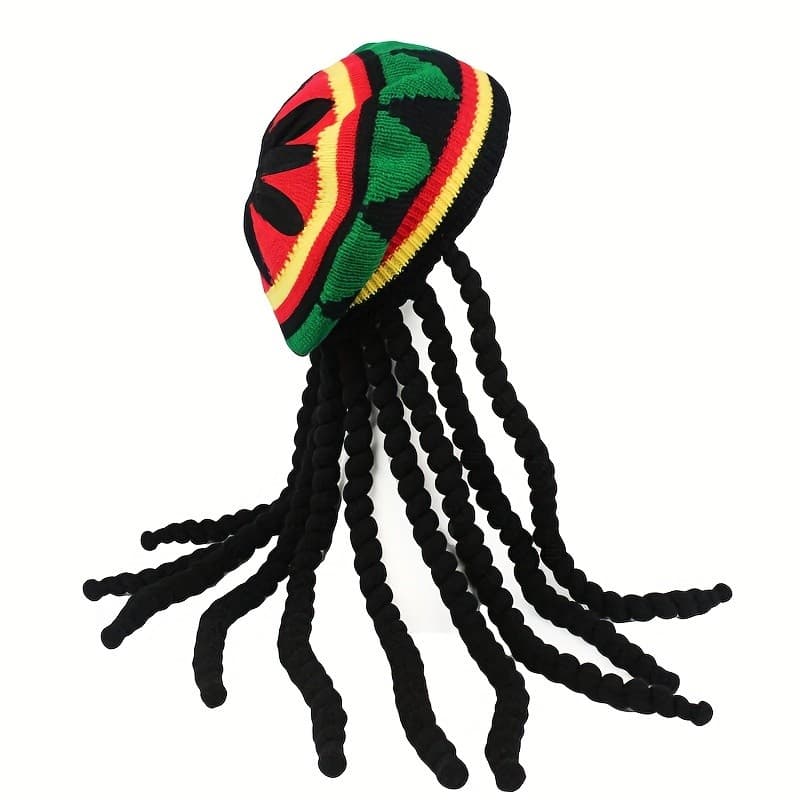 Chapéus Reggae Coloridos Populares na Europa e América, Boinas com Fio Trançado, Chapéus com Tranças Falsas I16E-*&-