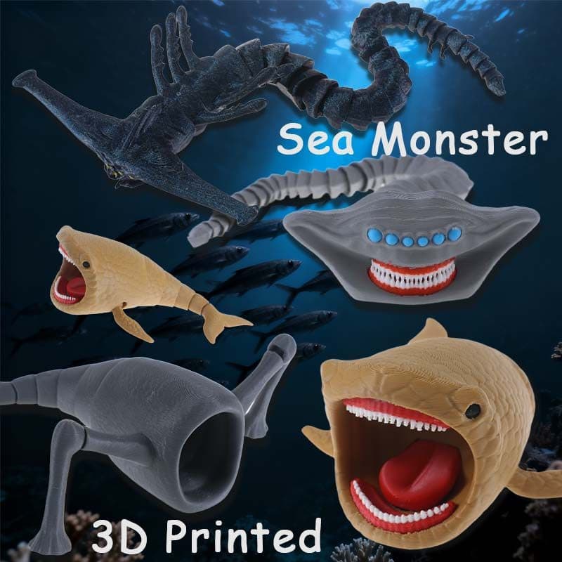 Sea Monster 3D Impresso Modelo Brinquedo Eater El Gran Maja The Bloop Coleções De Bonecos De Ação