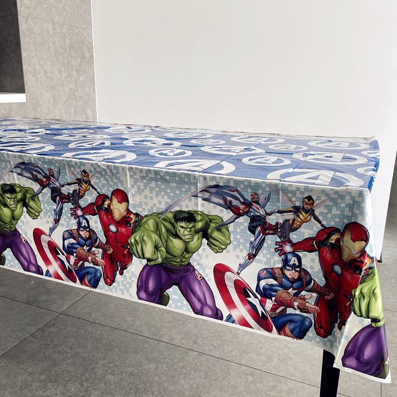 Toalha De Mesa Plástica Descartável Do Super-Herói Dos Vingadores Para A Decoração Da Evento Festa 137 * 183cm