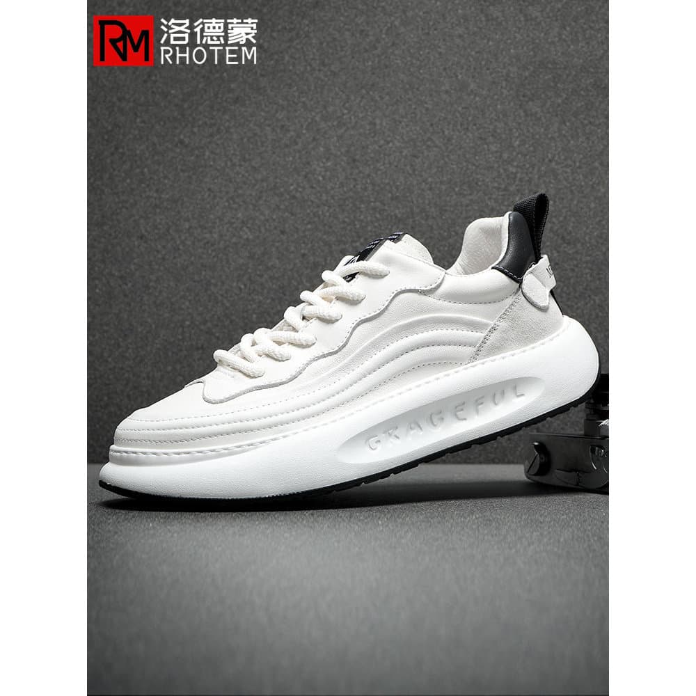 Homens High-End marca de couro genuíno esportes sapatos casuais 2024 novo estilo outono inverno na moda sola grossa sapa