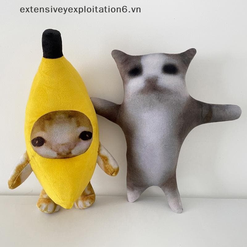 Brinquedo de Pelúcia Exten Banana Happy Cat, Boneco Divertido, Brinquedo de Animal Inovador.