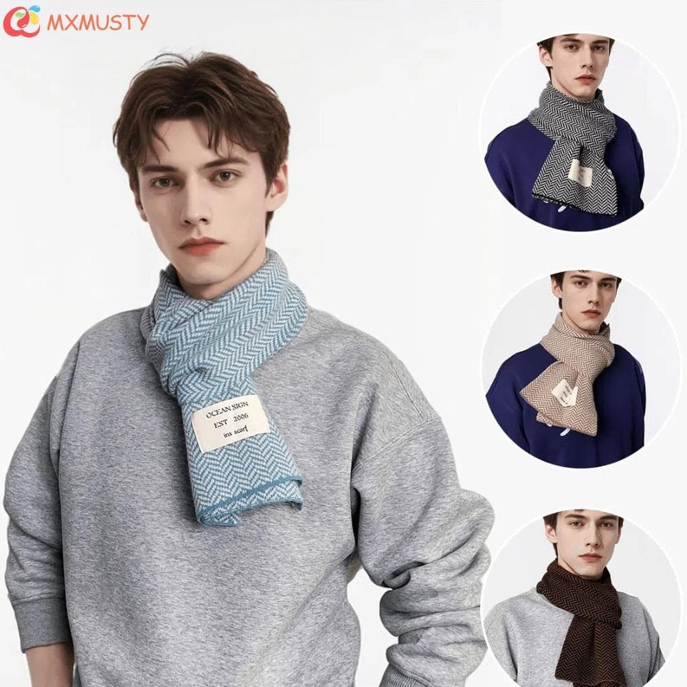Lenço De Malha De Sarja MXMUSTY , Xale Grosso Colorido De Contraste Mais Quente De Fibras Acrílicas Masculino Macio