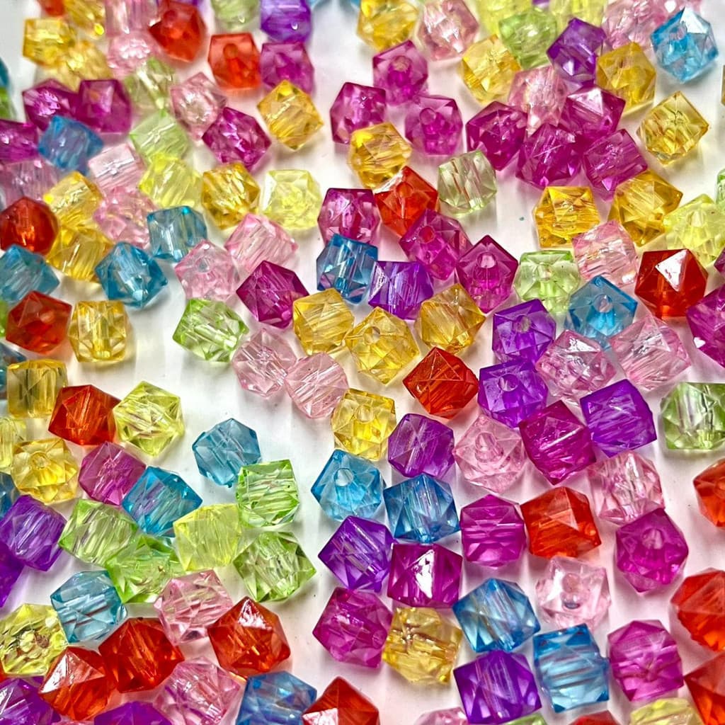 180pcs Cor Transparente Contas Quadradas Multifacetadas