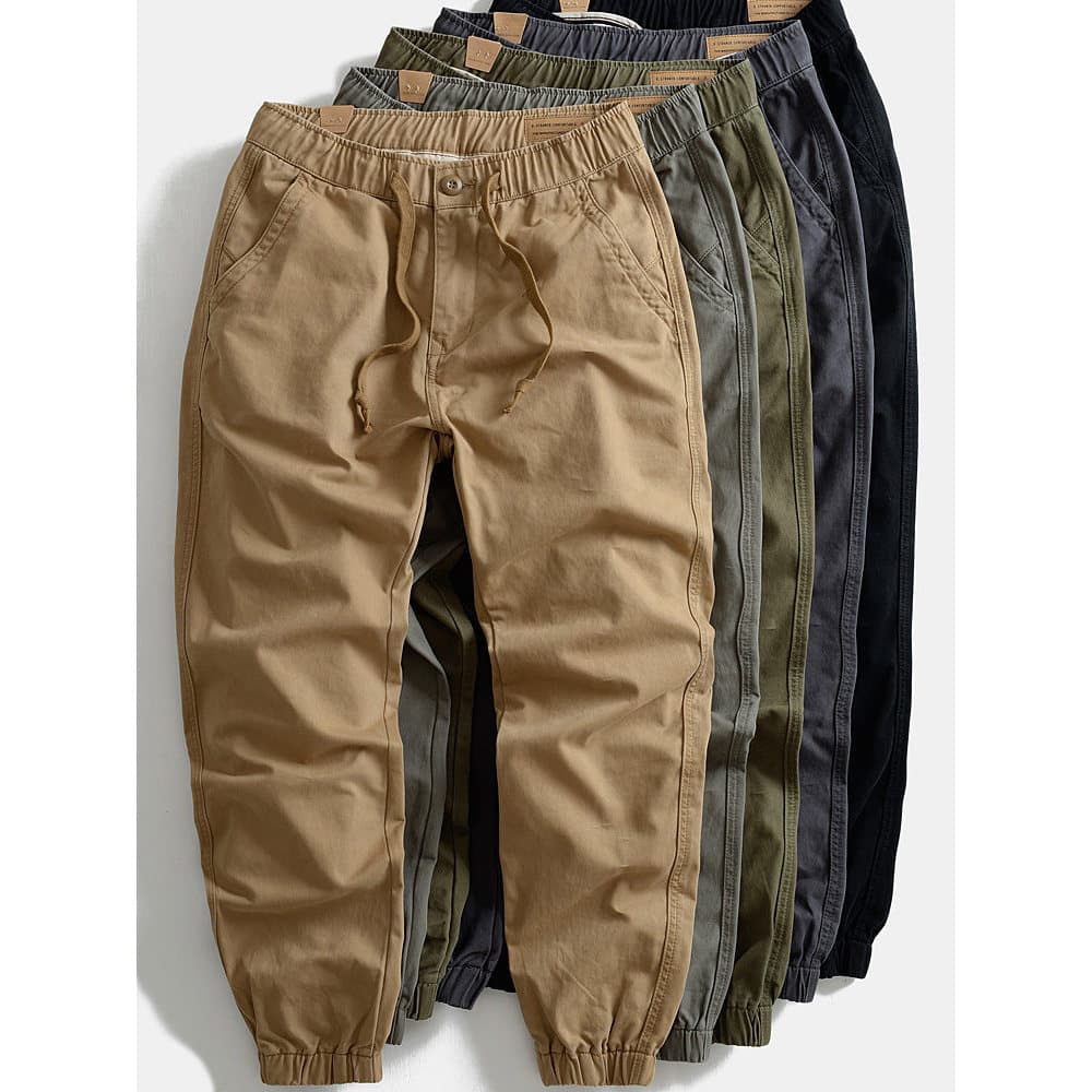 Leggings masculinas de algodão retrô americano pesado, macacão solto, calças casuais, calças retas de lona na moda
