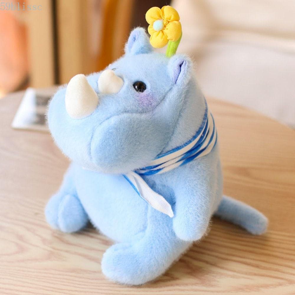 Brinquedo De Pelúcia BLISSC Rhinoceros , Boneca De Rinoceronte Com Cachecol De Coleção Interativa , Confortável