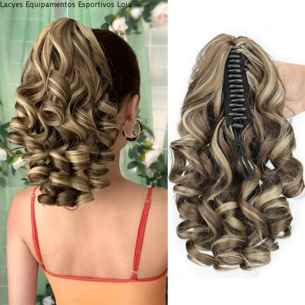 Peruca De Rabo De Cavalo Com Clipe De Garra LACYES , Extensões De Cabelo Marrom Preto , Curto Ondulado E Encaracolado ,