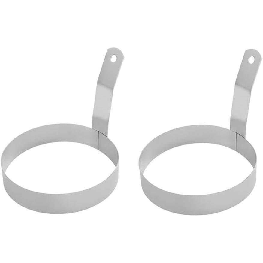 2 peças de anel redondo para ovos em aço inoxidável de 5" antiaderente, anel de metal para panquecas com alça, acessório