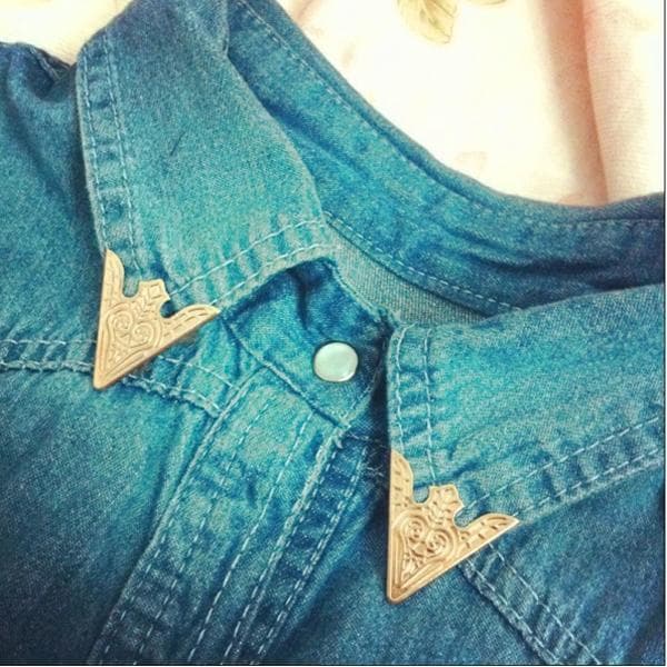 [Brkesoto1] 2 Pares Blusa Camisa Metal Gola Pontiaguda Clipes Pontas De Asa Broche Alfinete Dourado