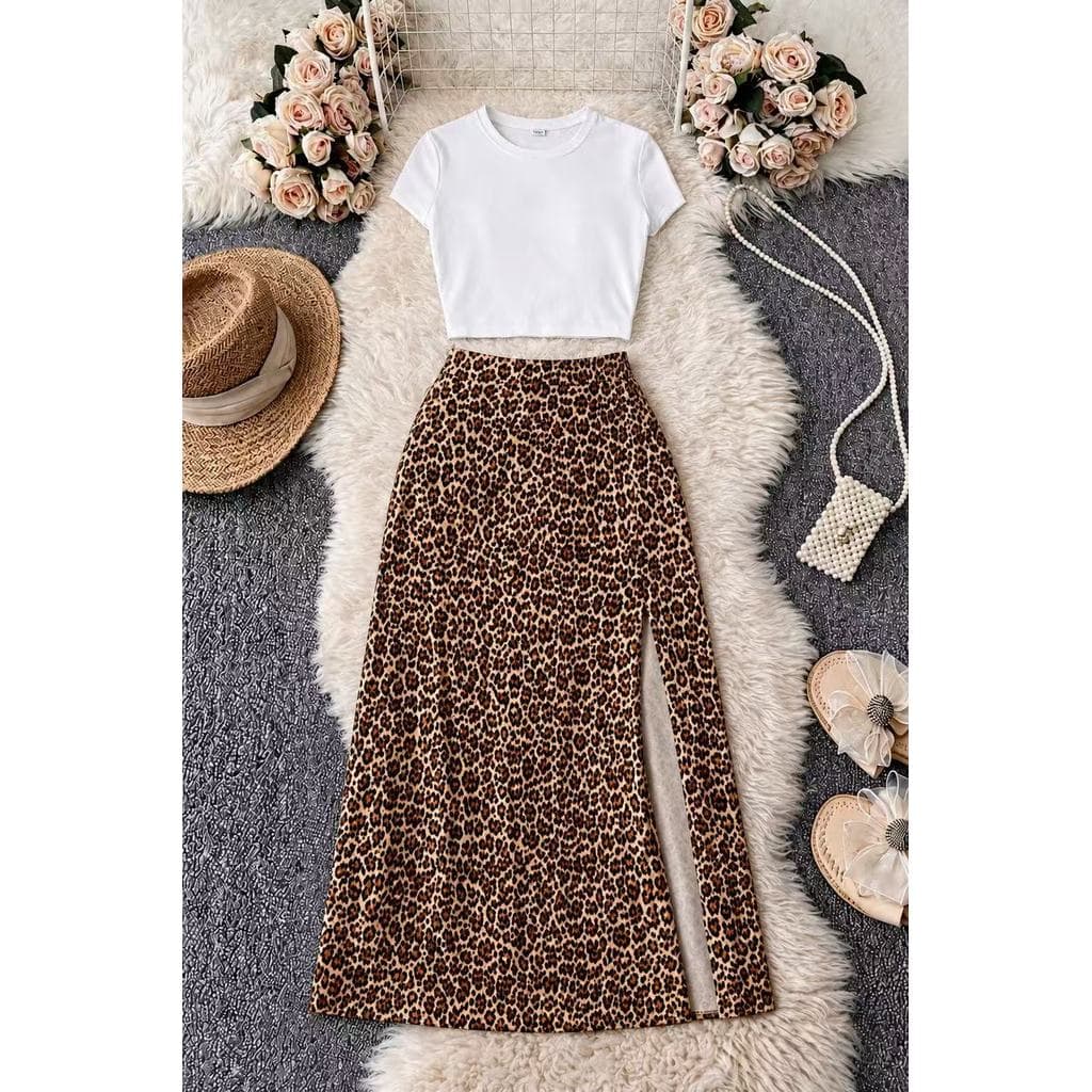Saia de Estampada Animal Print Viscoscolinho