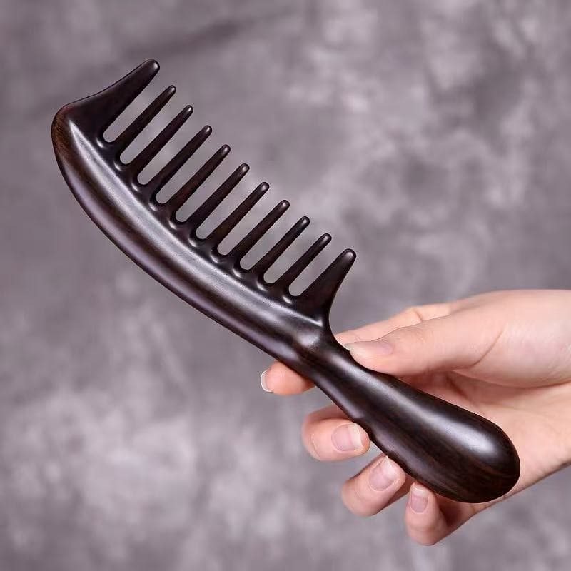 Pente De Cabelo De Madeira Para Cabelos Lisos , Cacheados E Grossos , Antiestático , Desembaraçador De Sândalo Preto , P