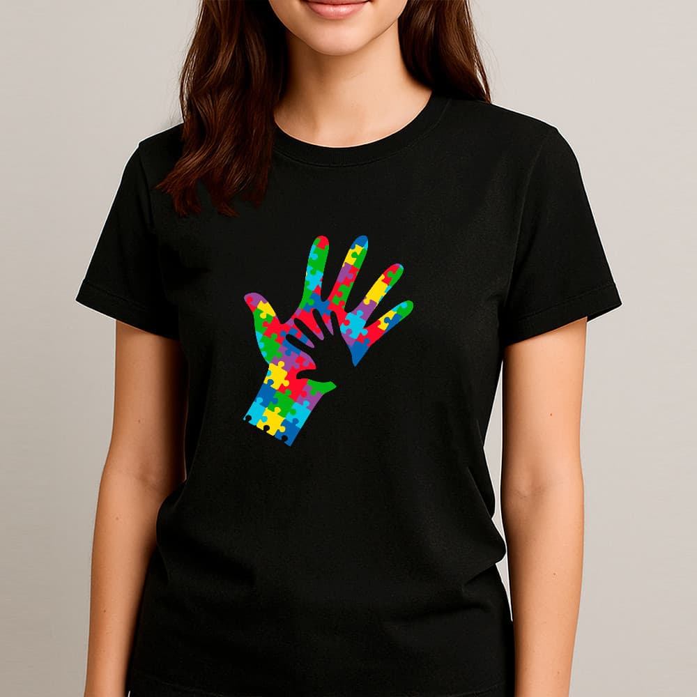 Camiseta Básica Autismo Unissex Representatividade Mãos Coloridas Amor 100% Algodão Exclusivo Casual