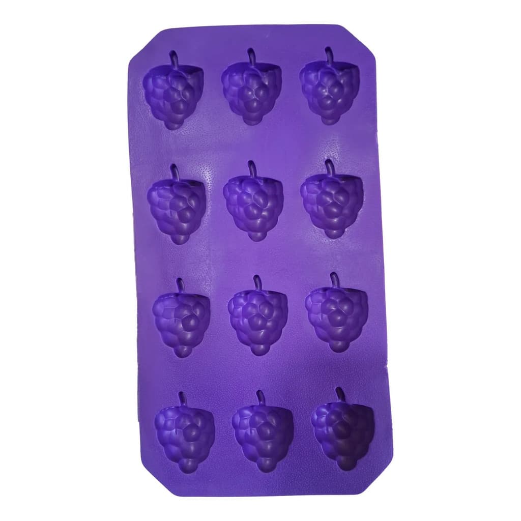 Forma de Gelo Divertida Silicone 12 Cubos Formato Uva Fácil Remoção Roxa Yins Home CT1679