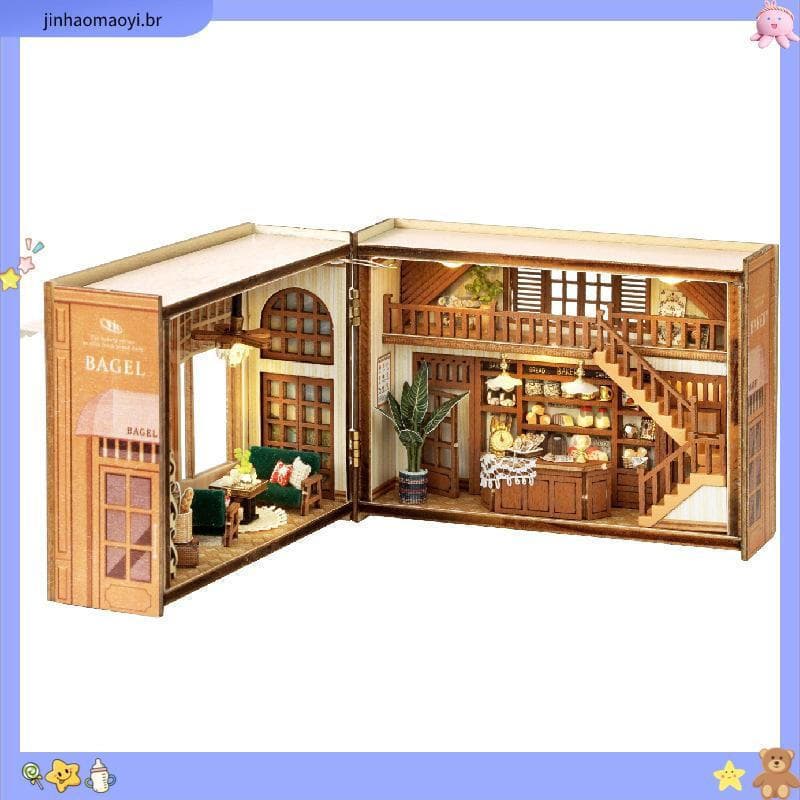 [bo7w15gmoh.br] Kit DIY Book Nook Com Modelo De Quebra-Cabeça 3D Construção De Estante De Madeira Brinquedo Para Livros