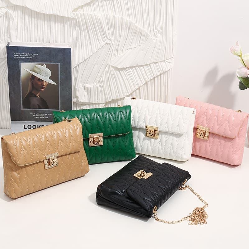 2026 bolsa feminina pequena bolsa quadrada com corrente de bloqueio bolsa de ombro bolsa feminina bolsa Diagonal PU cour