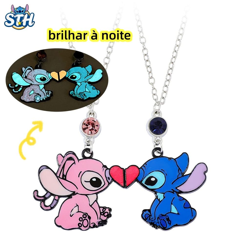 1pair Stitch Angie juntar amor casal colar luz após escuridão brilhante luz noturna acessórios criativos