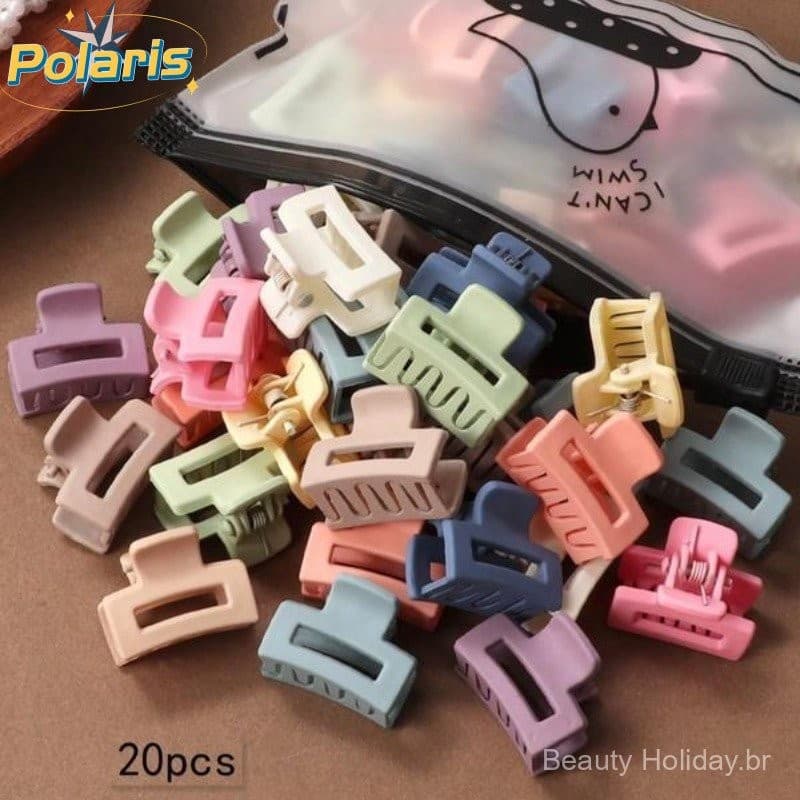 Garras de Cabelo Fofas Coloridas Aleatórias 20pcs Fosco Quadradas Geométricas para Mulheres e Meninas