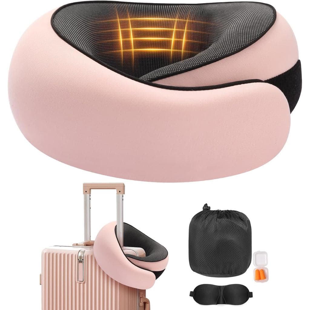 Almofada de Pescoço para Viagem, Suporte de Pescoço em Espuma de Memória para Avião, Carro e Escritório, Design Portátil