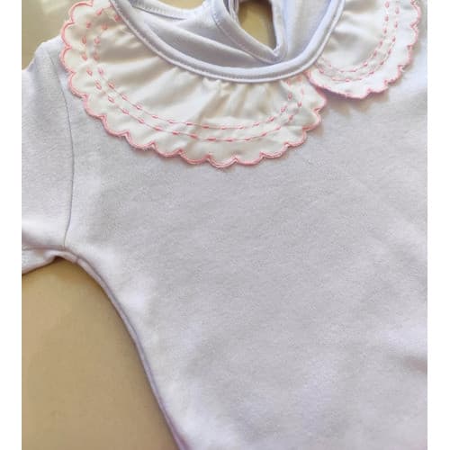 Conjunto De Bebê Menina Tamanho 1 Gola Bordada Moda Infantil Rosa 12-18 M
