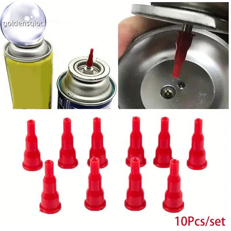 Adaptador De Bico Butano Dourado , 10 Peças , Converter Tanque De Cassete Em Inflável , Conector De Gás Para Preenchimen