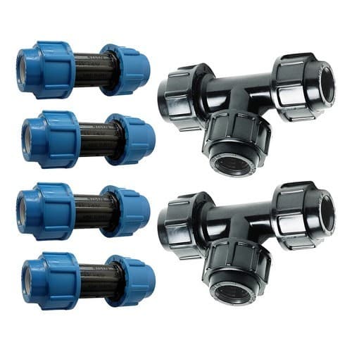 Kit 4 Uniao Cavalete Pp Pead + 2 Te Derivação Mangueira 20mm