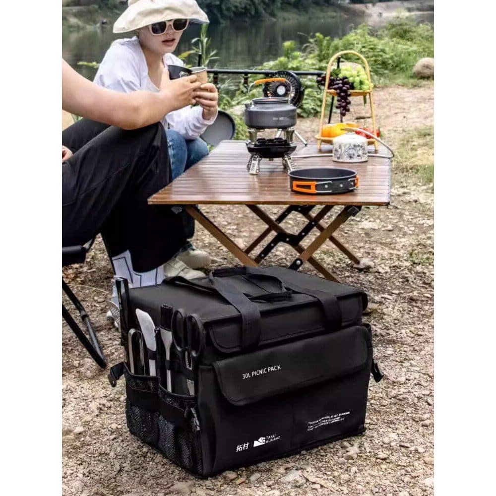Saco de armazenamento de acampamento ao ar livre pote churrasco cassete fogão dobrável saco de piquenique grande capacid