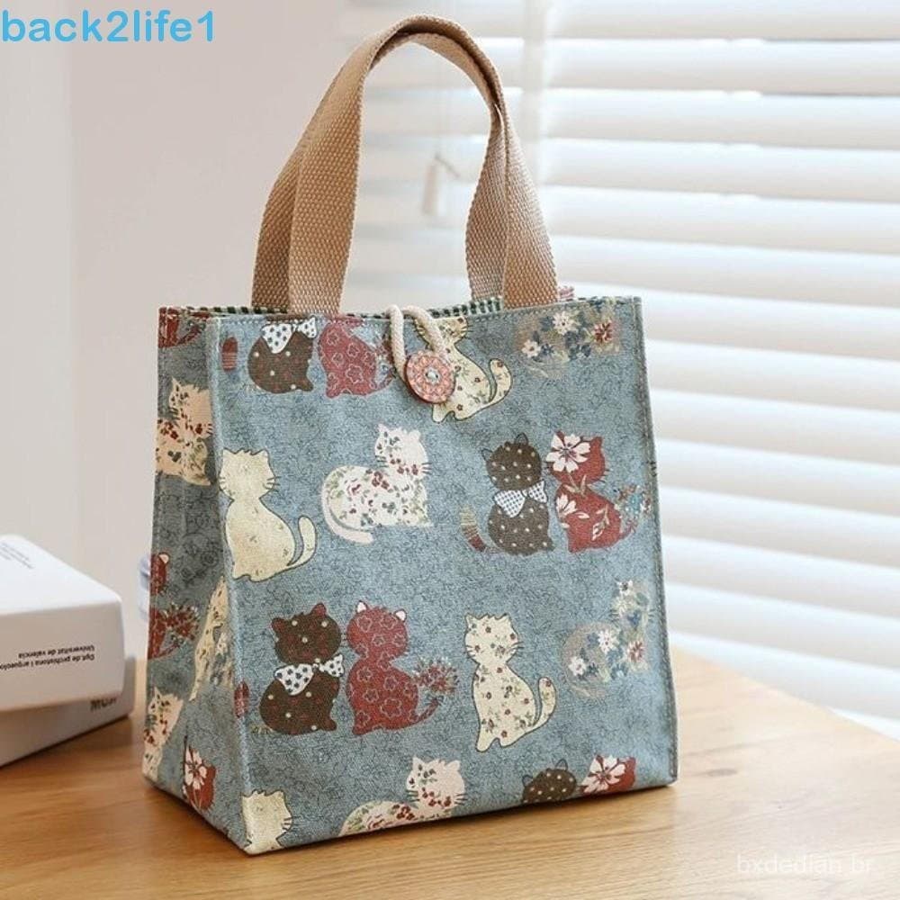Saco De Almoço BACK2LIFE1 , Isolamento Térmico De Lona Impressão De Borboleta De Moda Reutilizável